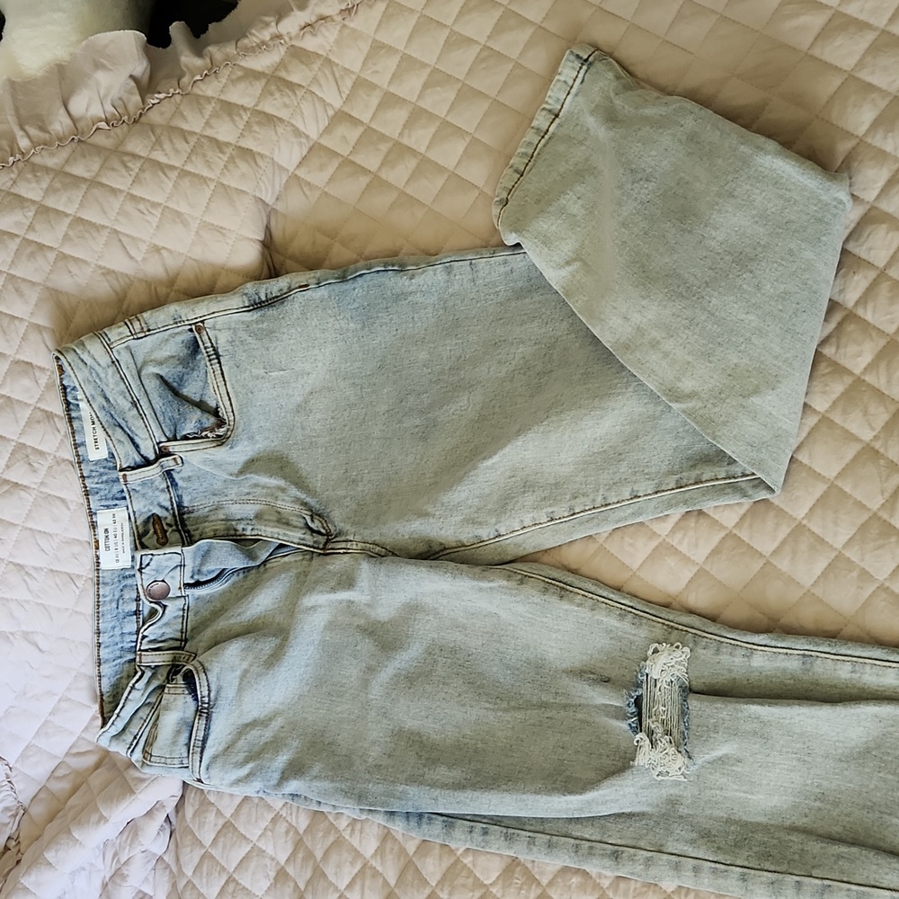 Cotton On Womens Blue Ribbed Jeans